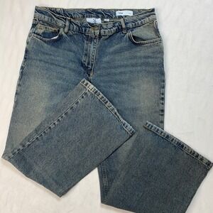 COLLUSION X008 Flare Wide Leg Jeans Blue Wash Petite Size 32/28 100%‎ Cotton